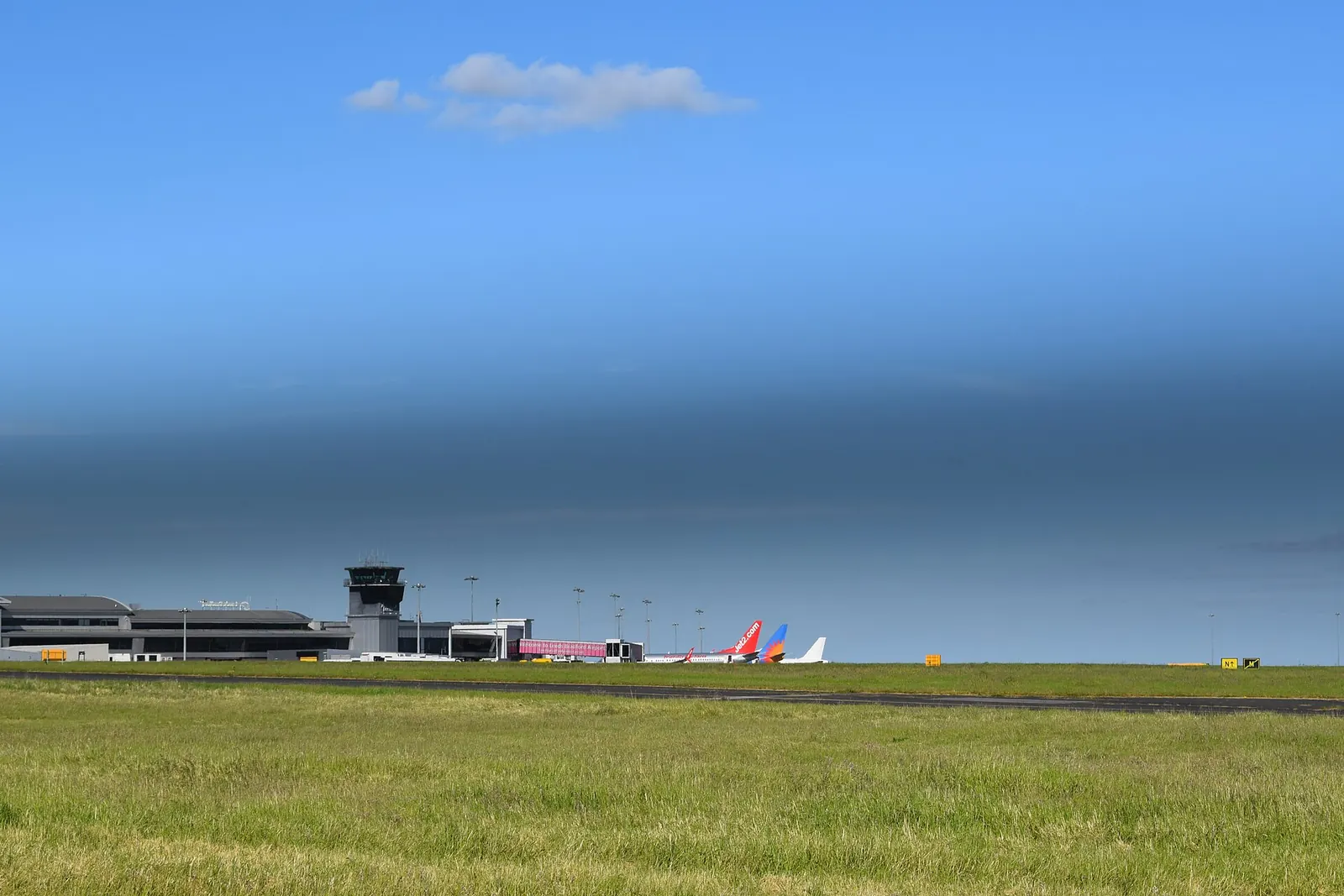 View across the Leeds Bradford Airport airfield